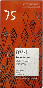 Vivani Feine Bitter Schokolade 75% Cacao Panama mit Kokosblütenzucker, bio, 80g