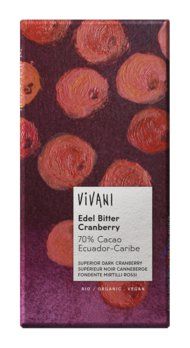 Vivani Edel Bitter Cranberry Bio Schokolade 70% Cacao, 100g