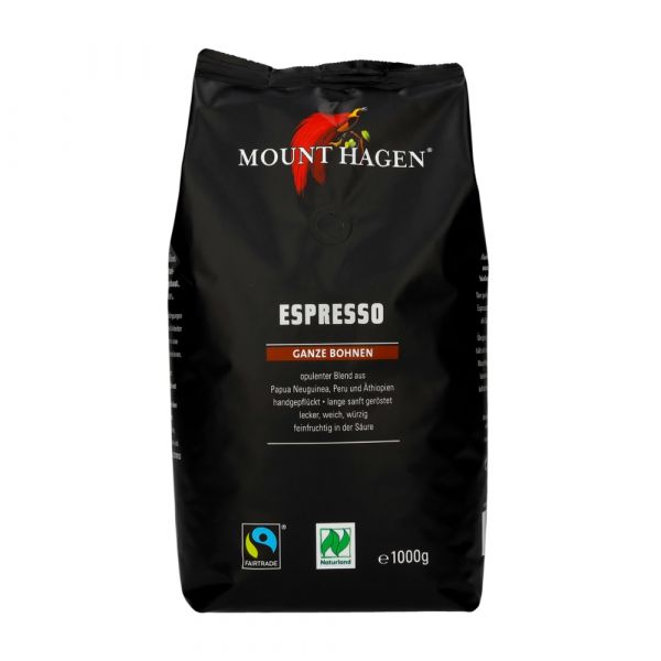 Mount Hagen Espressso 1kg, ganze Bohne, bio & fair